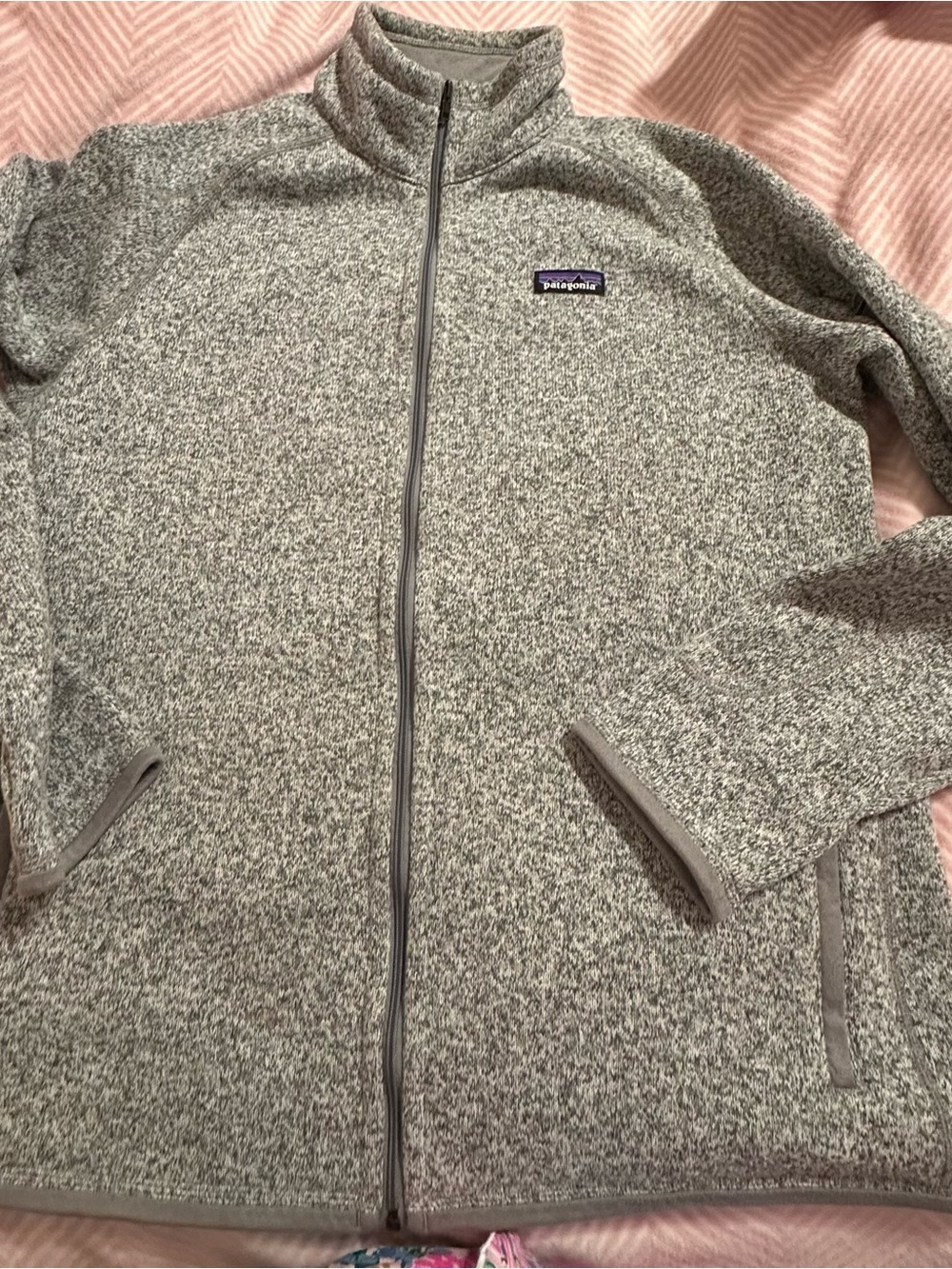 Patagonia Heathered Gray Full-Zip Fleece Jacket